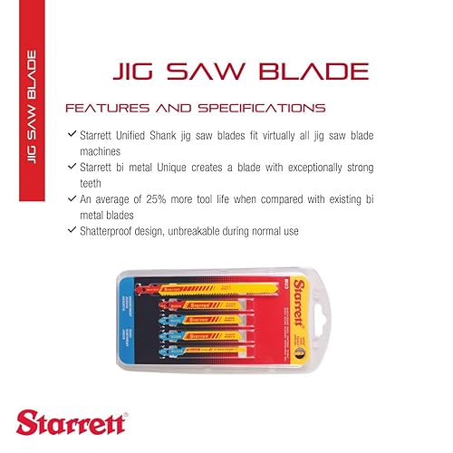 Miniatura 5 de Starrett Kit de hoja de sierra de calar unificada único bimetálica, ideal para profesionales y aficionados al bricolaje, incluye BU36, BU46, BU38,