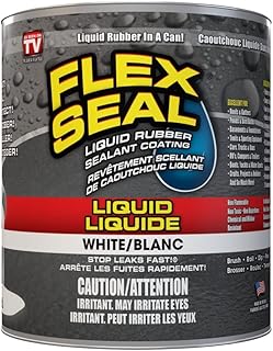 Flex Seal Liquid - Waterproof Rubber Seal, Patch Leaks, Repair Multi-Surface Indoor & Outdoor; Thick Coating Great for Roofs, Cracks, Gutters, Concrete, Basements, Foundations, White, 32 oz (945 mL)