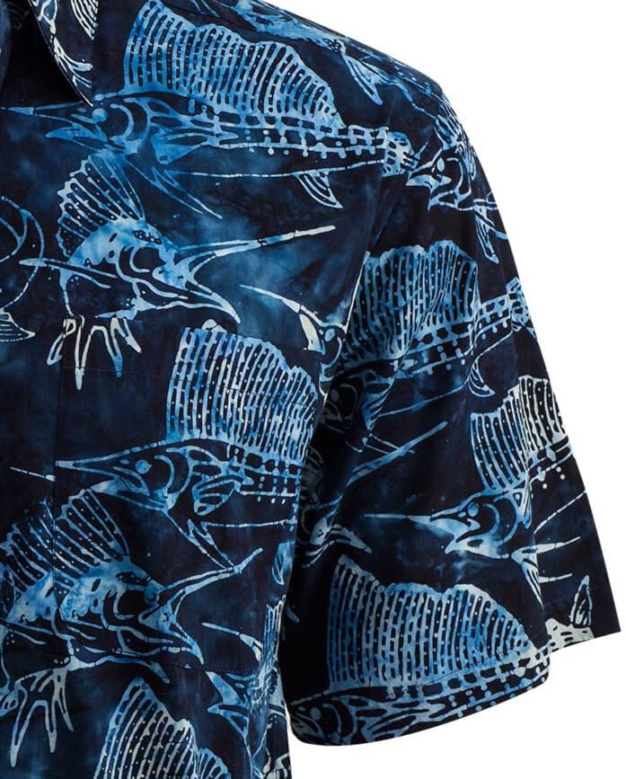 Johari West Men’s Hawaiian Shirt Casual Button Down Short Sleeve Cotton Summer Batik Aloha Shirt for Men - Image 4