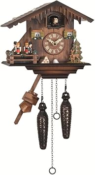 Engstler Quartz Cuckoo Clock Swiss house with music, turning dancers EN 424 QMT