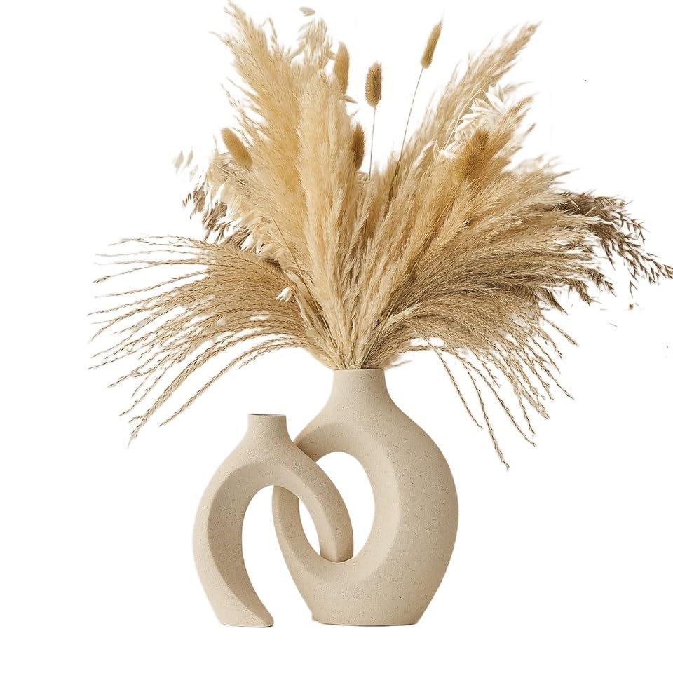 Pampas Grass con Jarrón Cerámico Blanco y Bouquet miniatura 1