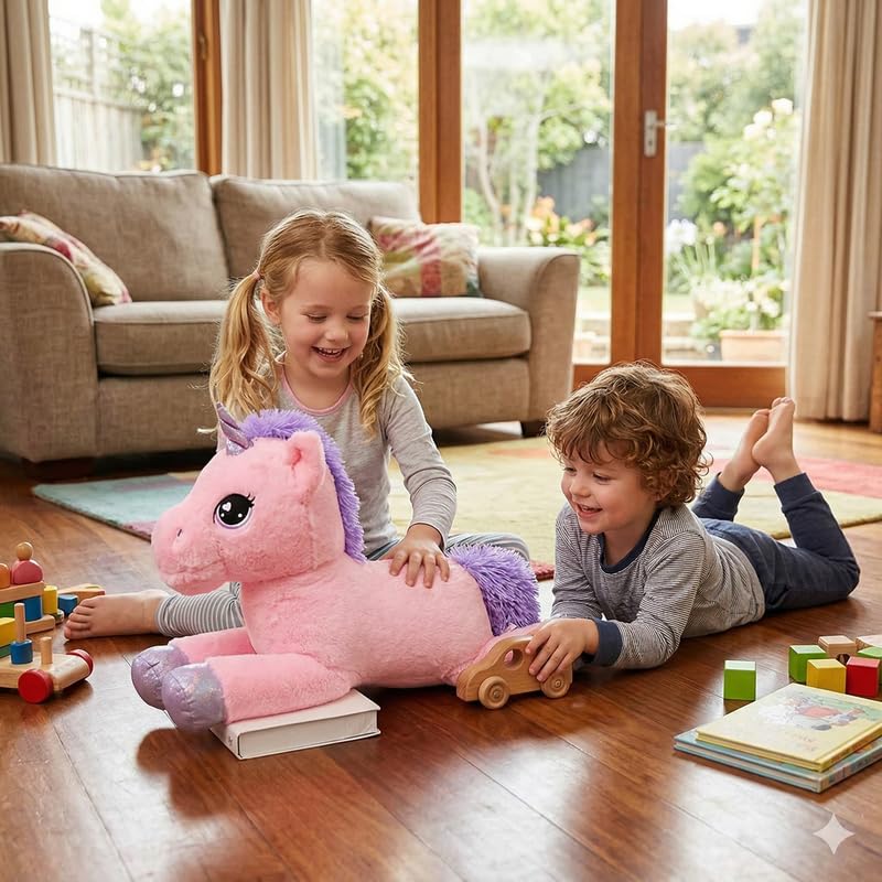 Image of HUG 'n' FEEL SOFT TOYS 75 cm Pink Unicorn Soft Toy - Big Size Plush Unicorn Stuffed Animal | Ultra Soft Huggable Doll for Girls & Kids | Birthday Gift, Valentine & Room Decor