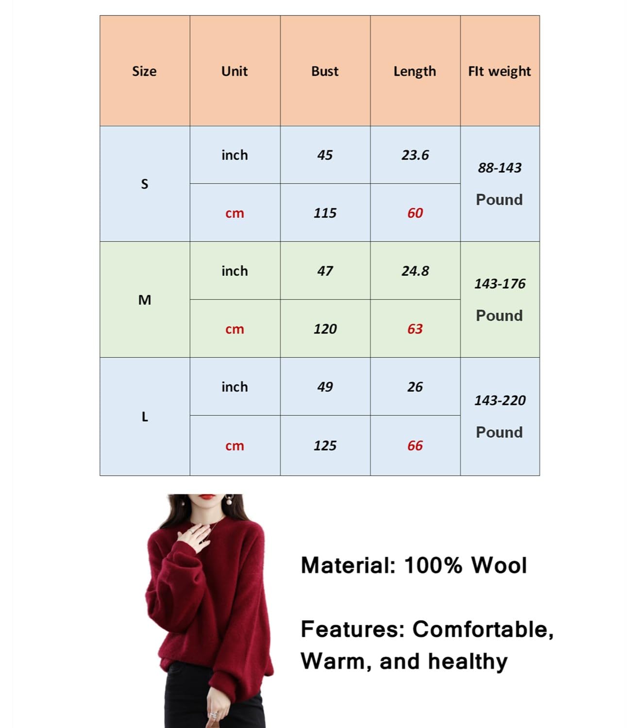 Maglioni da donna 100% pura lana merino pullover autunno inverno sciolto lavorato a maglia O-collo manica lunga spessa top caldi