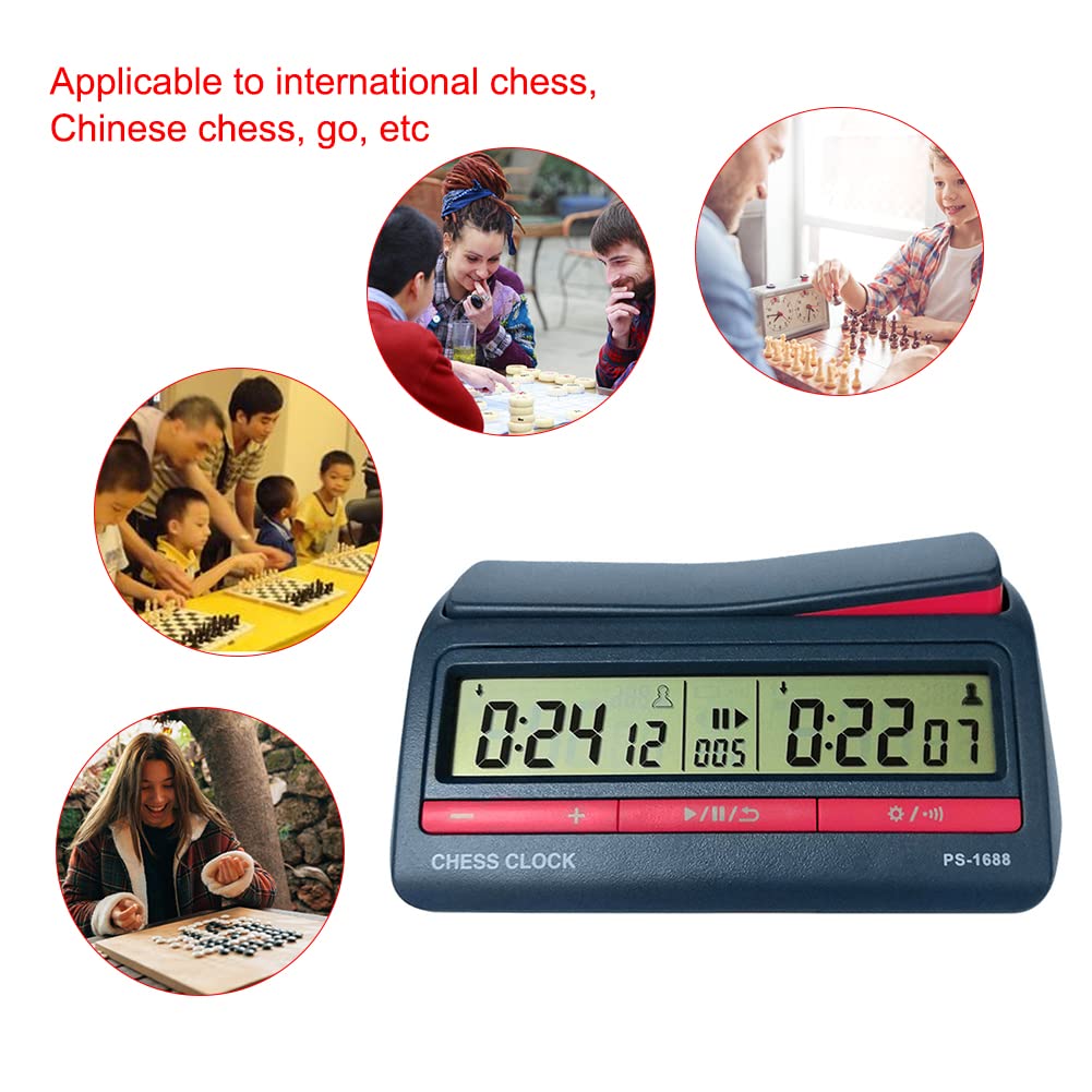 4 Piezas Reloj de ajedrez Temporizador de ajedrez Digital con Alarma de Cuenta Regresiva Funciones de bonificación y retardo, Temporizador Digital de ajedrez cronómetro Profesional