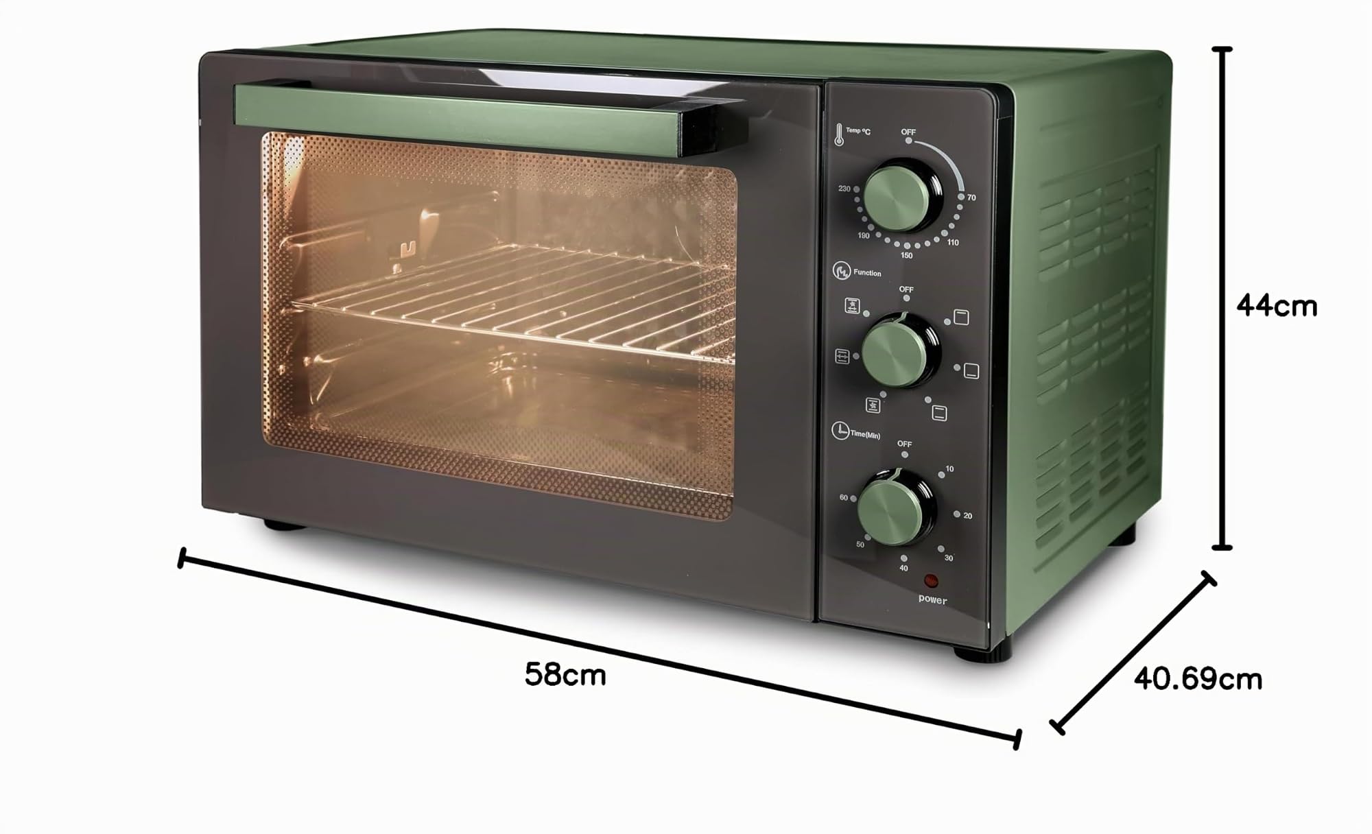 Tognana Iridea, Four électrique ventilé avec parois intérieures en matériau antiadhésif, Vert Sauge