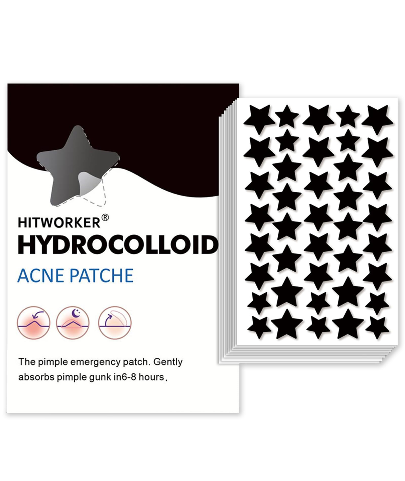 400 PCS Black Star Pimple Patches, Acne Patches for Overnight Treatment and Daytime Care, Helps Reduce Redness and Prevent Scarring, Suitable for Most Skin-image-26