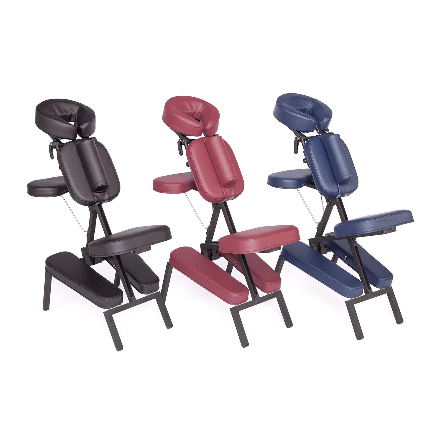 WellTouch VITAL Massagestuhl, klappbar, Burgund, Stuhl für Mobile Massage und Shiatsu, inklusive rollbarer Tragetasche