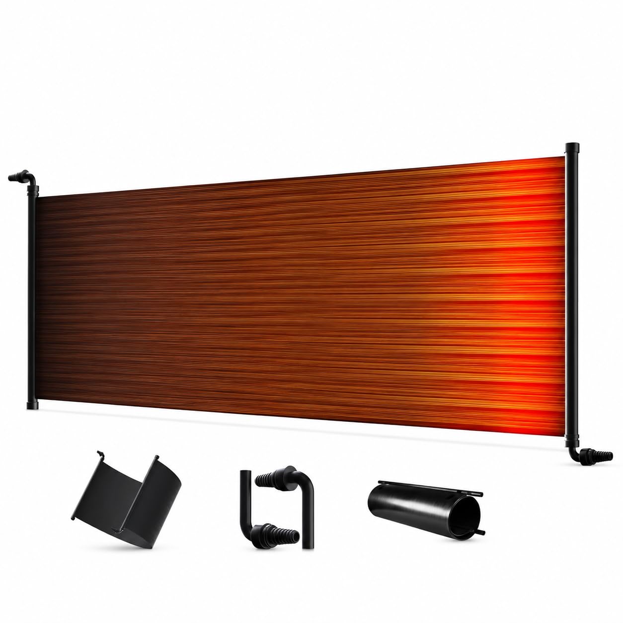 poolomio® Solarmatte 610 x 61 cm | Solarheizung für Pools bis 15m³ | Solarkollektor mit 3,72 m² Absorberfläche | Erhöhung der Wassertemperatur bis zu 6 °C | Anschluss an Poolschläuche Ø 38 mm