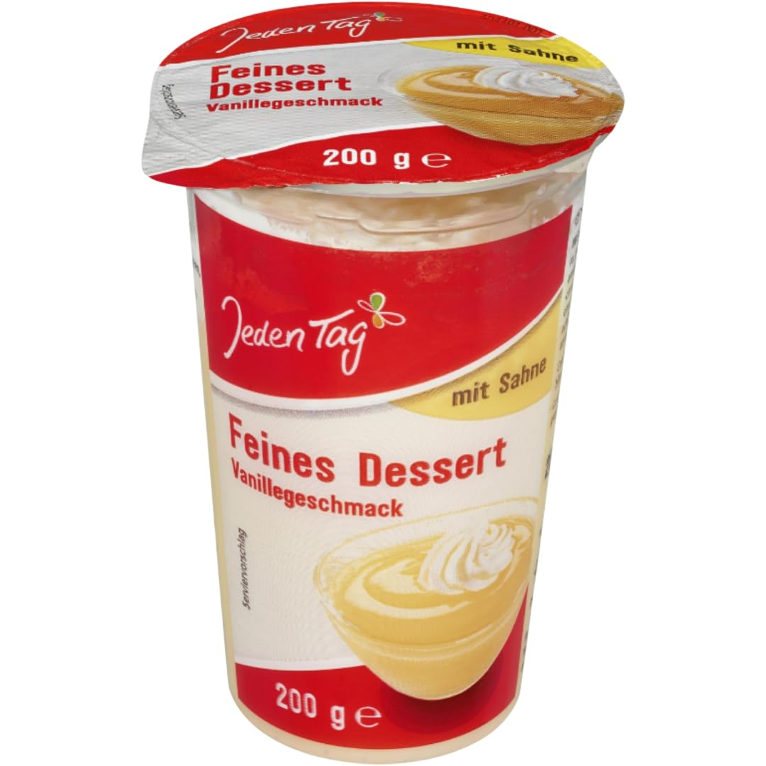 Jeden Tag Feines Dessert Vanille mit Sahne, 200 g Becher, cremige Konsistenz, 12er Pack