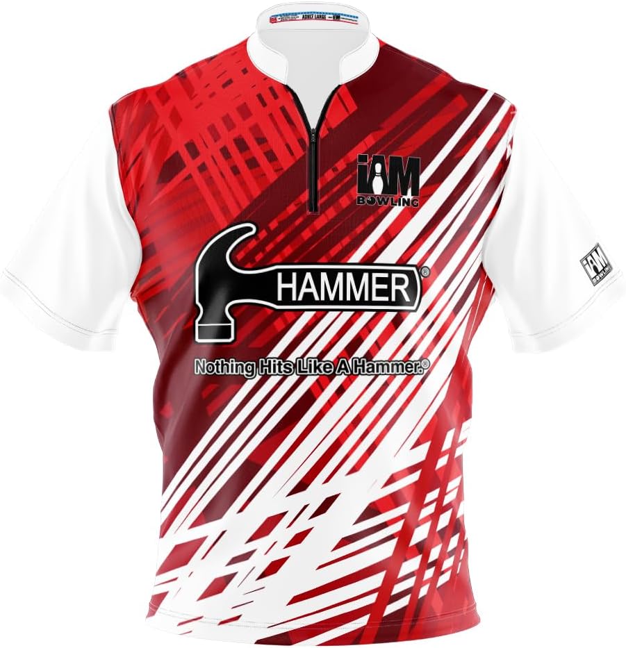 Logo Infusion I AM Bowling Jersey Short Sleeve Sash Collar 2284-HM Made in USA Hammer