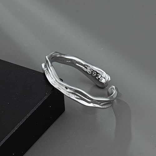 Miniatura 24 de 925 Sterling Silver Ring Minimalist Adjustable Rings Band Handmade Rings for Women Girls