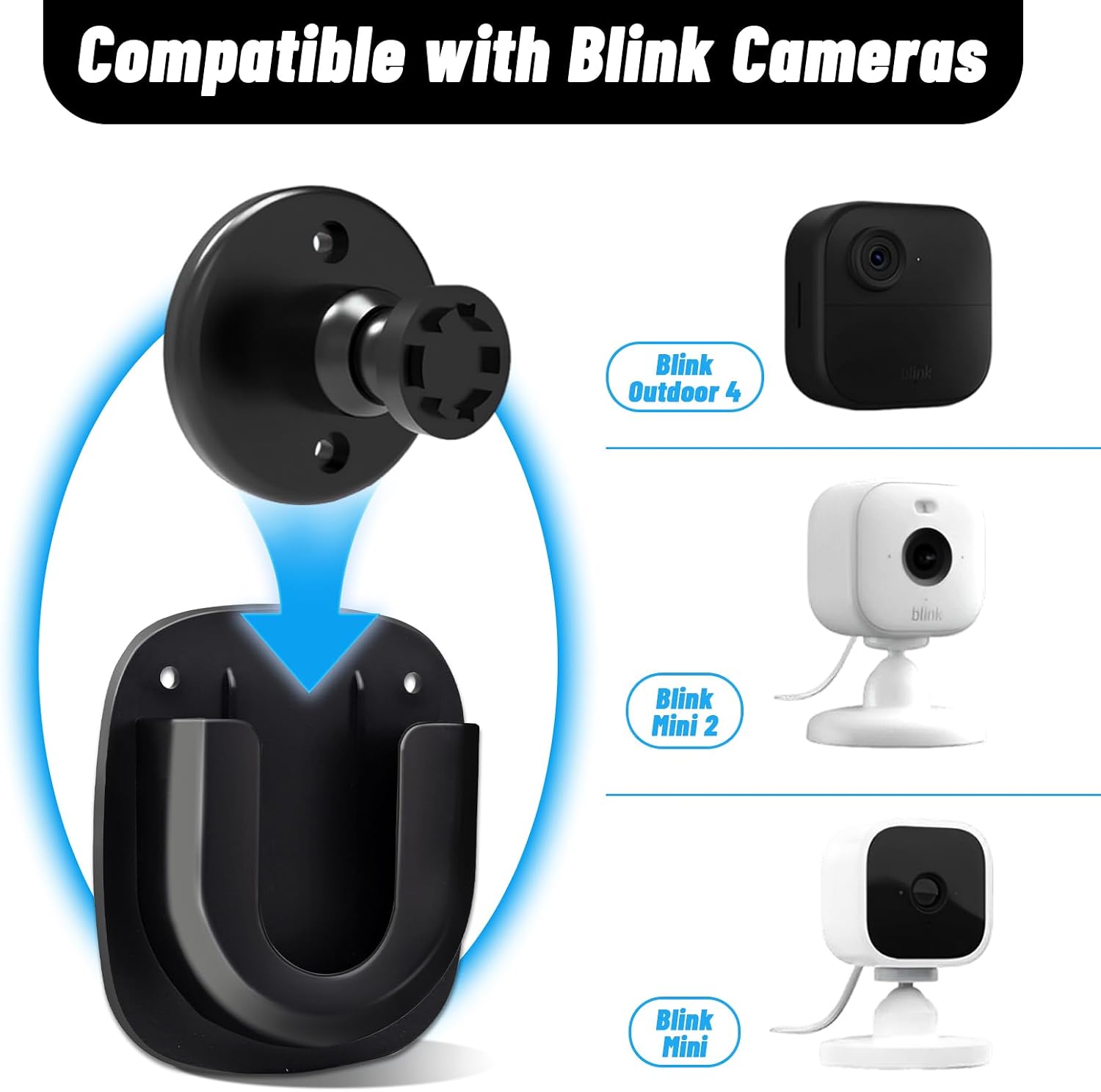 3 Pack Adhesive Wall Mount for Blink Mini/Blink Mini 2/ Blink Indoor/Blink Outdoor Cameras, No Drilling, No Screws, Easy Installation