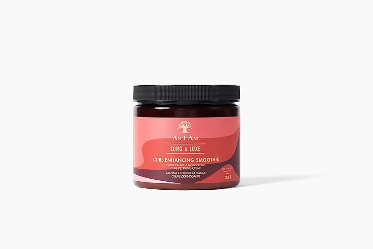 As I Am Long and Luxe Curl Enhancing Smoothie 16 oz - Lightweight Coil Defining Creme for Hi-Definition, Hydrated Curls and Coils - Enriched with Pomegranate and Passion Fruit - Pomegranate - 16 Ounce (Pack of 1)