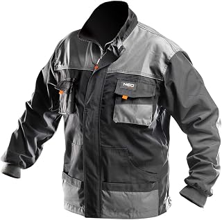 Arbeitsjacke Profi, Arbeitsschutzjacke HD-Serie, verstärkte und multifunktionale Taschen, reflektierende Zonen, Smartphone-Tasche EN ISO 13688:2013 Schwarz/Grau Gr. S-XXL
