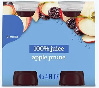SEDLAV Apple Prune Fruit Juice From Concentrate For early stage food Of 4 Fl Oz Bottles, No Artificial Flavors Or Colors, Resealable Beverage With Mild Fiber Support, Lunchbox Ready Drink