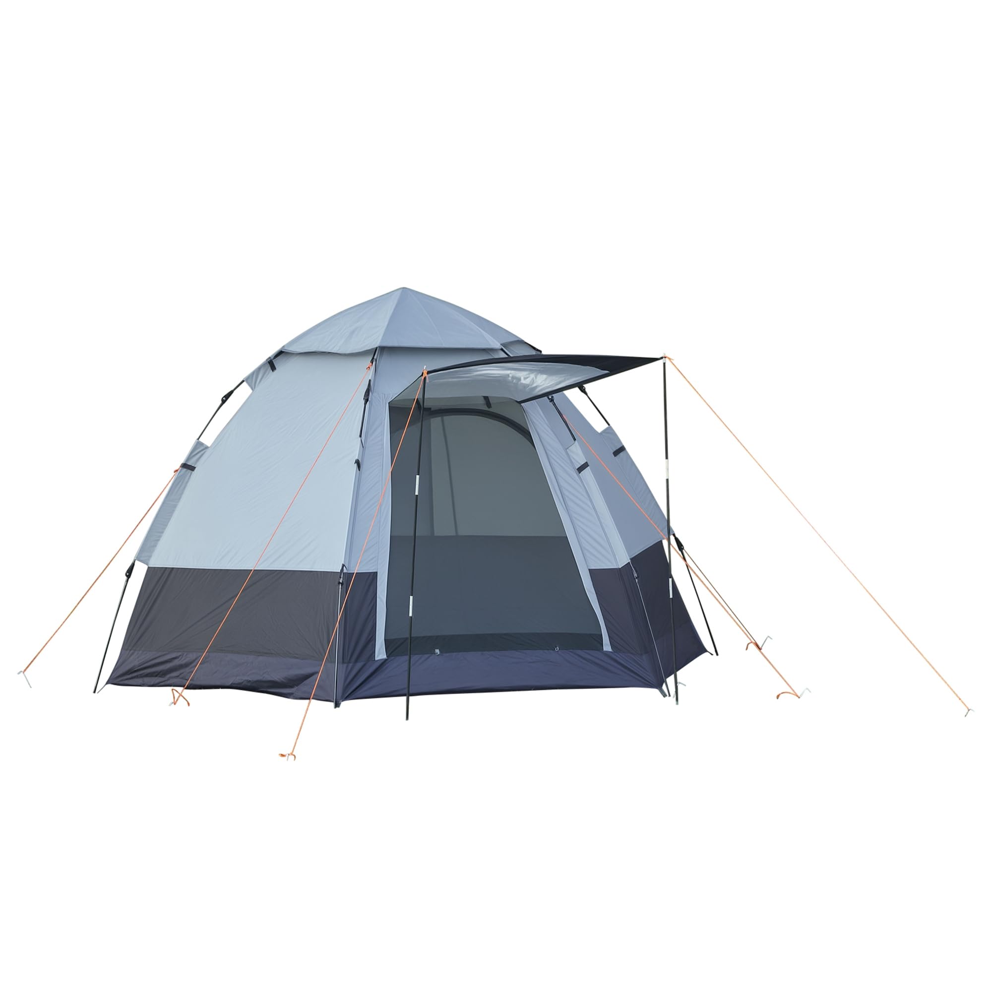 Outsunny Tienda de Campaña para 3-4 Personas Tienda de Camping Plegable con 2 Puertas Impermeable 3000+ Anti-UV Poste Automático Gancho y Bolsas para Senderismo Playa 260x260x150 cm Gris y Negro