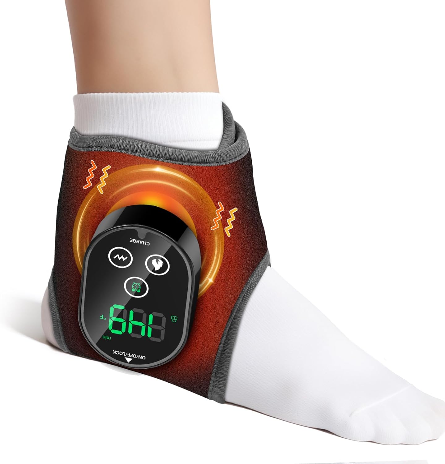 Ankle Massager for Pain Relief, Foot and Ankle Massage with Heat for Neuropathy, Cordless Ankle Heating Pad for Circulation Black