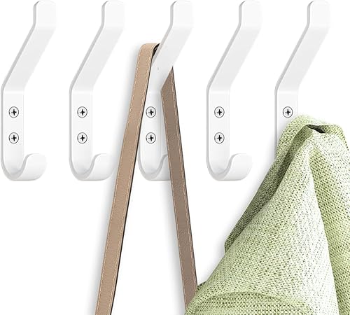 Miniatura 12 de GlazieVault Perchero de pared para abrigos - Ganchos de acero inoxidable para pared (paquete de 2) - Ganchos de pared resistentes para ropa y