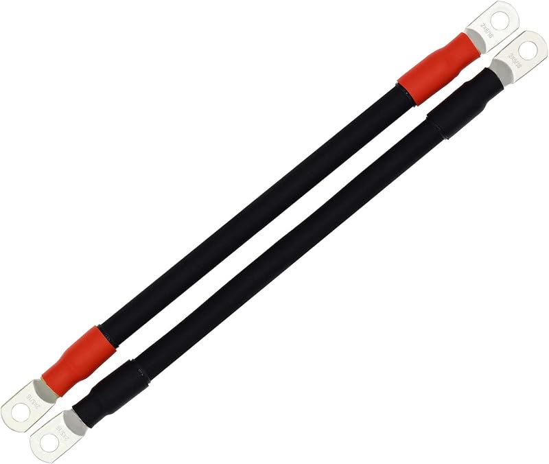Cabos de bateria RIOCAN 2 AWG com terminais de cobre estanhado de 5/16" – 30,48 cm, conjunto positivo e negativo
