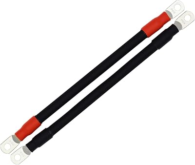 2PC 2 AWG Gauge Battery Power Inverter Cables,Tinned Copper Terminal,Good for Solar,Auto,RV,Motorcycle,Car& Marine (12 Inch,5/16 Lugs)