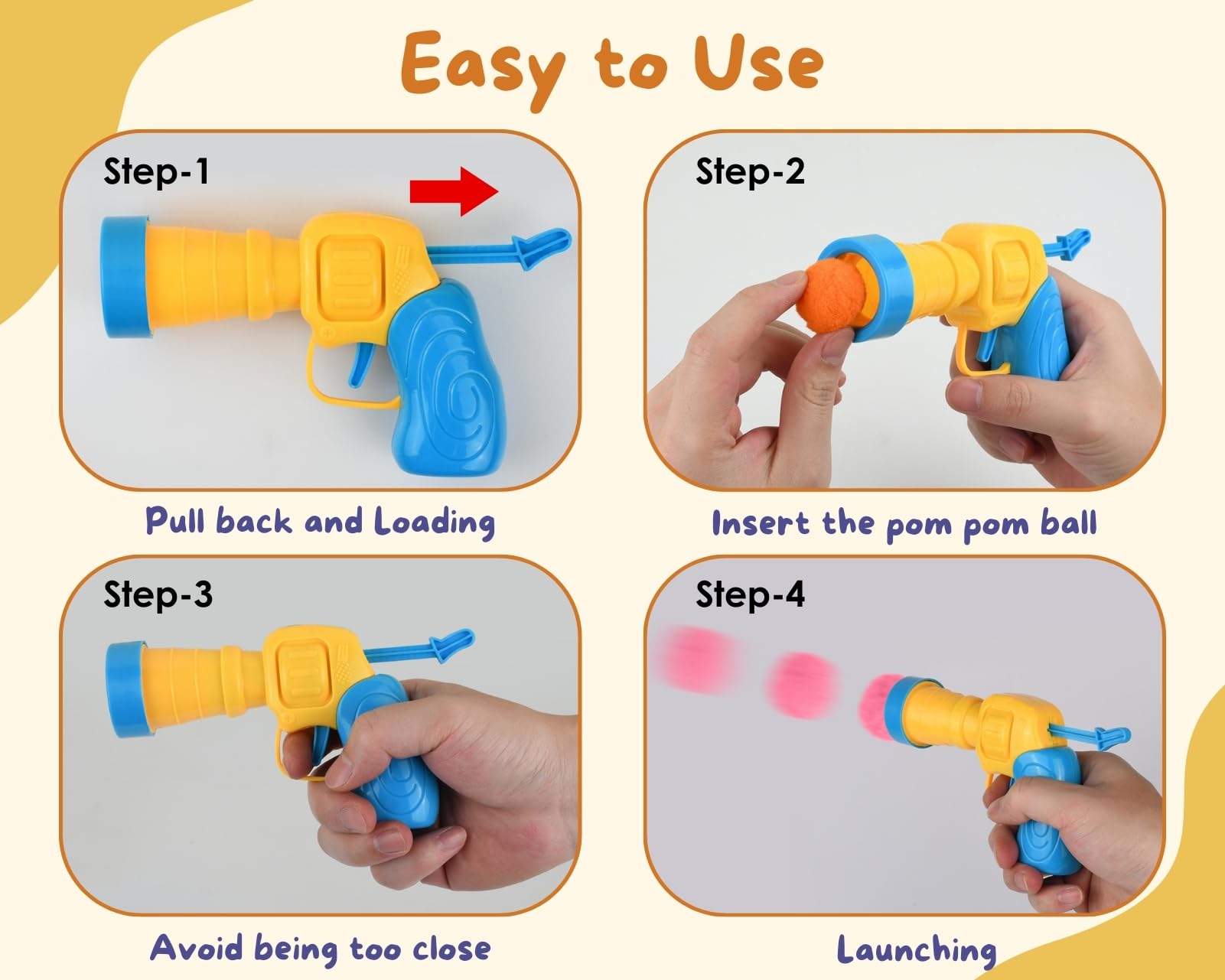 ds. distinctive style Cat Balls Toy Gun, Launchers Set including 50 Pom Pom Balls With Shovel & 2 Ball Shooters - Image 4