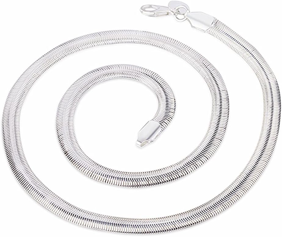 925 Sterling Silver 6mm Soft Snake Bone Chain Necklace Jewelry for Men Women (24 inch)