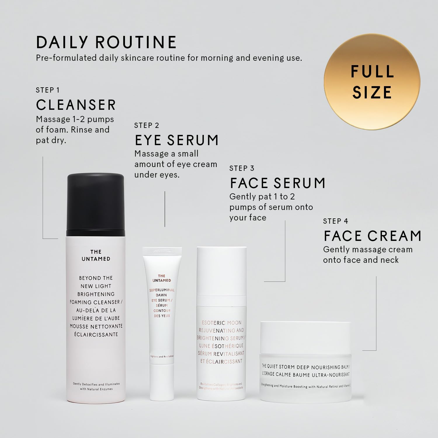 The Untamed Daily Kit – Complete Facial Skincare Set – Daily Skincare Routine that Helps Transform Your Skin –Cleanser, Eye Serum, Face Serum & Face Cream - Image 2