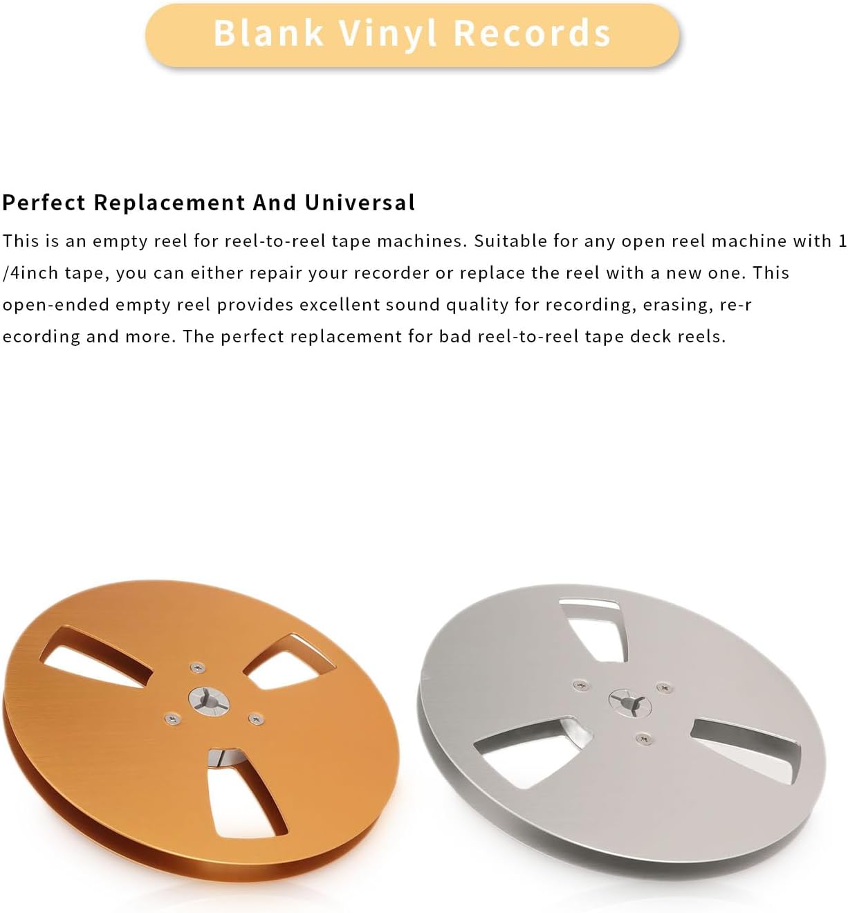 Universal 7inch 3 Hole Aluminum Alloy Low Noise High Strength Open Take Up Reel for Reel Tape Drive (Silver)