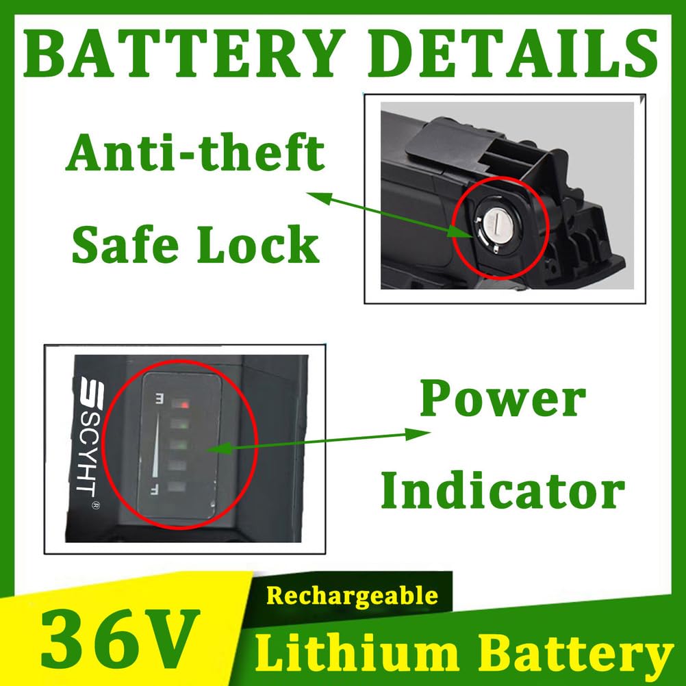 Batería Litio 36 V 10 Ah 12,8 Ah 7,5 Ah Baterías Recargables 14 Ah Baterías Iones de Litio 36 V Baterías Tubo Inferior para Motores 250 W a 550 W con Cargador,36v10ah t Plug
