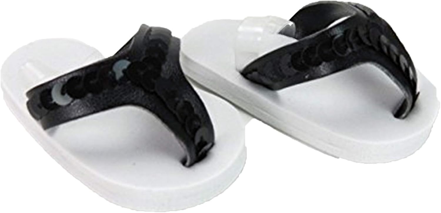 American Fashion World Black Sequin Flip Flops for 18-Inch Dolls | Premium Quality & Trendy Design | Dolls Shoes | Shoe Fashion for Dolls | Perfect Fit for Popular Brands