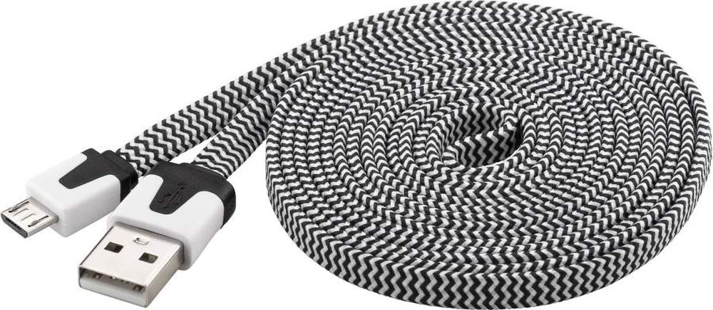 PremiumCord Cable Micro USB 2.0, A-B 2 m, Flat Textile Cable