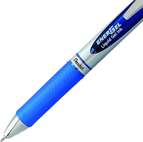 Miniatura 5 de Pentel Energel - Bolígrafo de punta ultra fina de 0.012 in, punta de aguja, bolígrafo de gel líquido retráctil Deluxe Rtx, 3 negros y 3 azules,