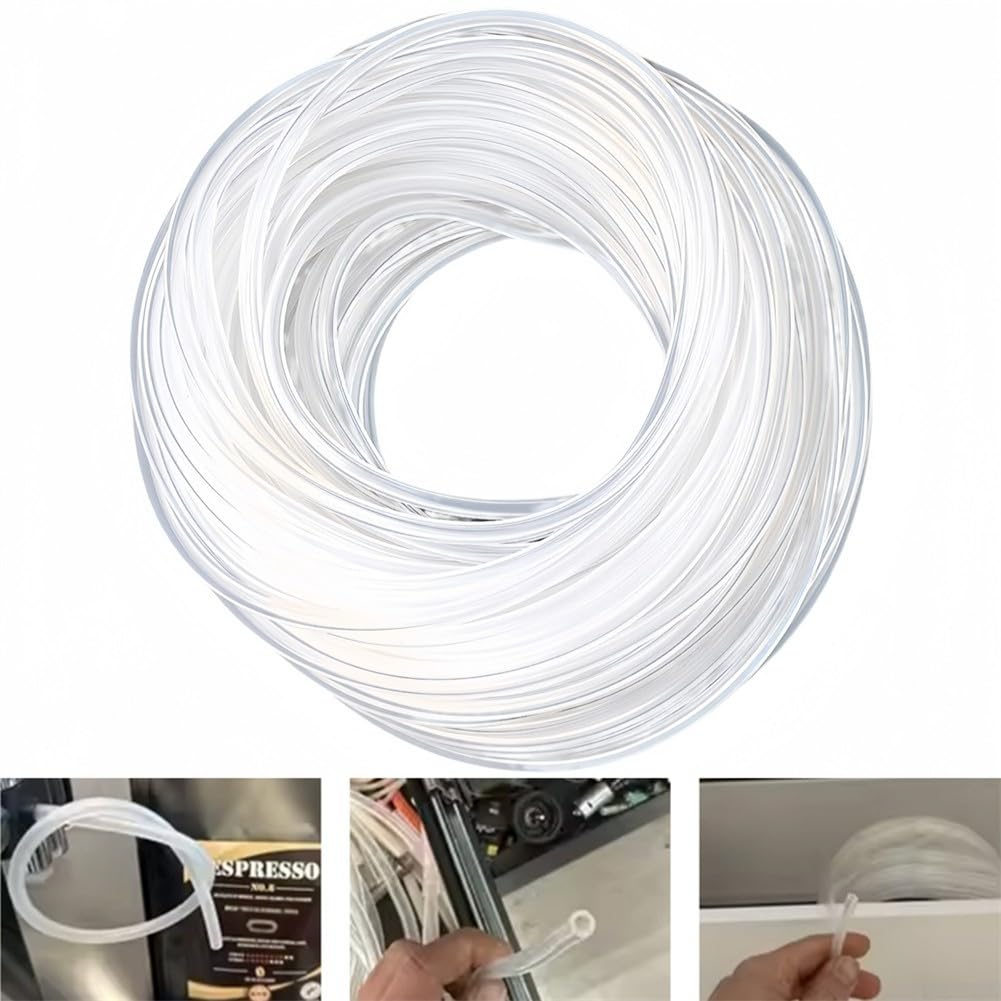 Tubo in silicone, 50 m, 3 x 6 mm, tubo flessibile ad alta temperatura, design trasparente, facile da installare, parte di ricambio per macchina da caffè