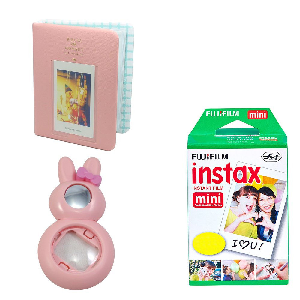 Pink Album + Pink Selfie Mirror + FujiFilm Intax Mini Film 100 Shots