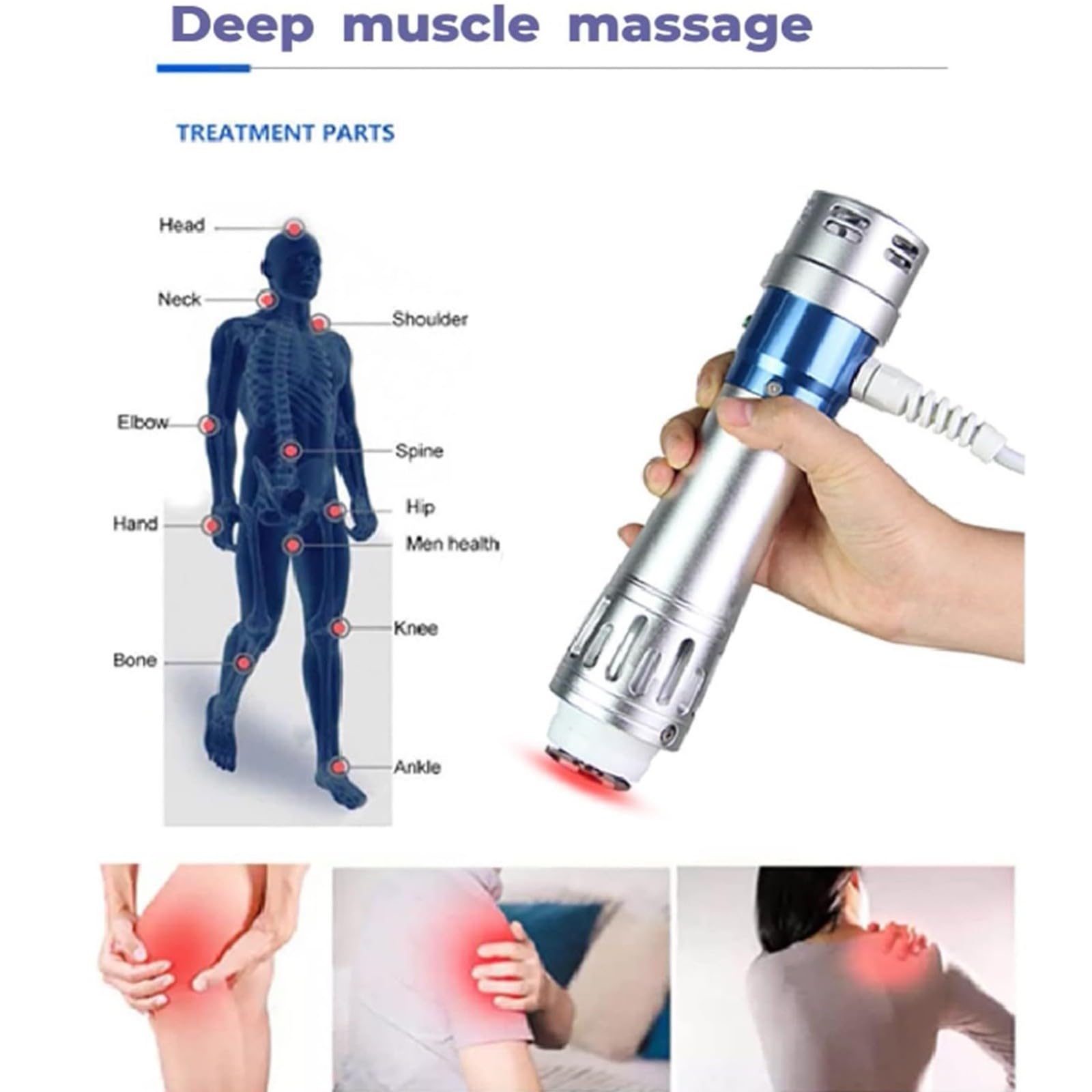 ED Pistola De Masaje Muscular, ED Máquina Electromagnética De Ondas De Choque Extracorpóreas Masajeador De Músculos Profundos Profesional Para Dolor De Rigidez Muscular Dolorosa
