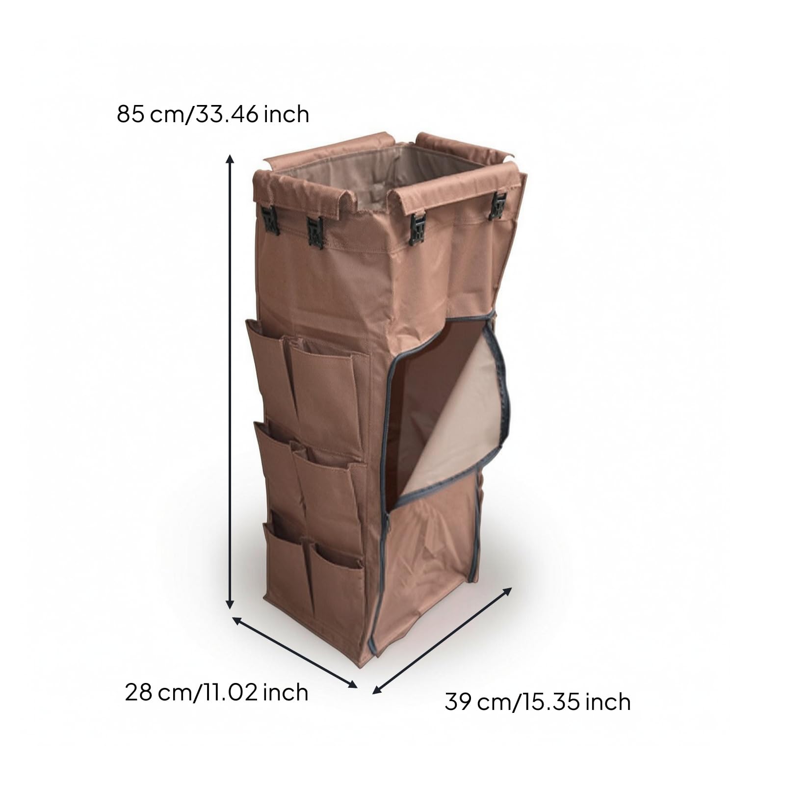 Baoblaze Custodia per Carrello Portabiancheria in, Borsa per Biancheria A Doppio Lato con 6 Tasche E Cerniera, Altezza 85 Cm