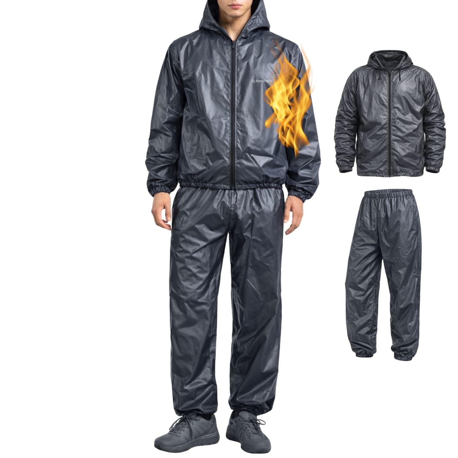 View 1 of **Similar item**
Sauna Sweat Suit Jacket Pants Hoodie Shirt Top Shapewear Trainer Workout Body Shaper Sweatsuit Boxing Workout Exercise MMA Weight Loss EVA Men Women