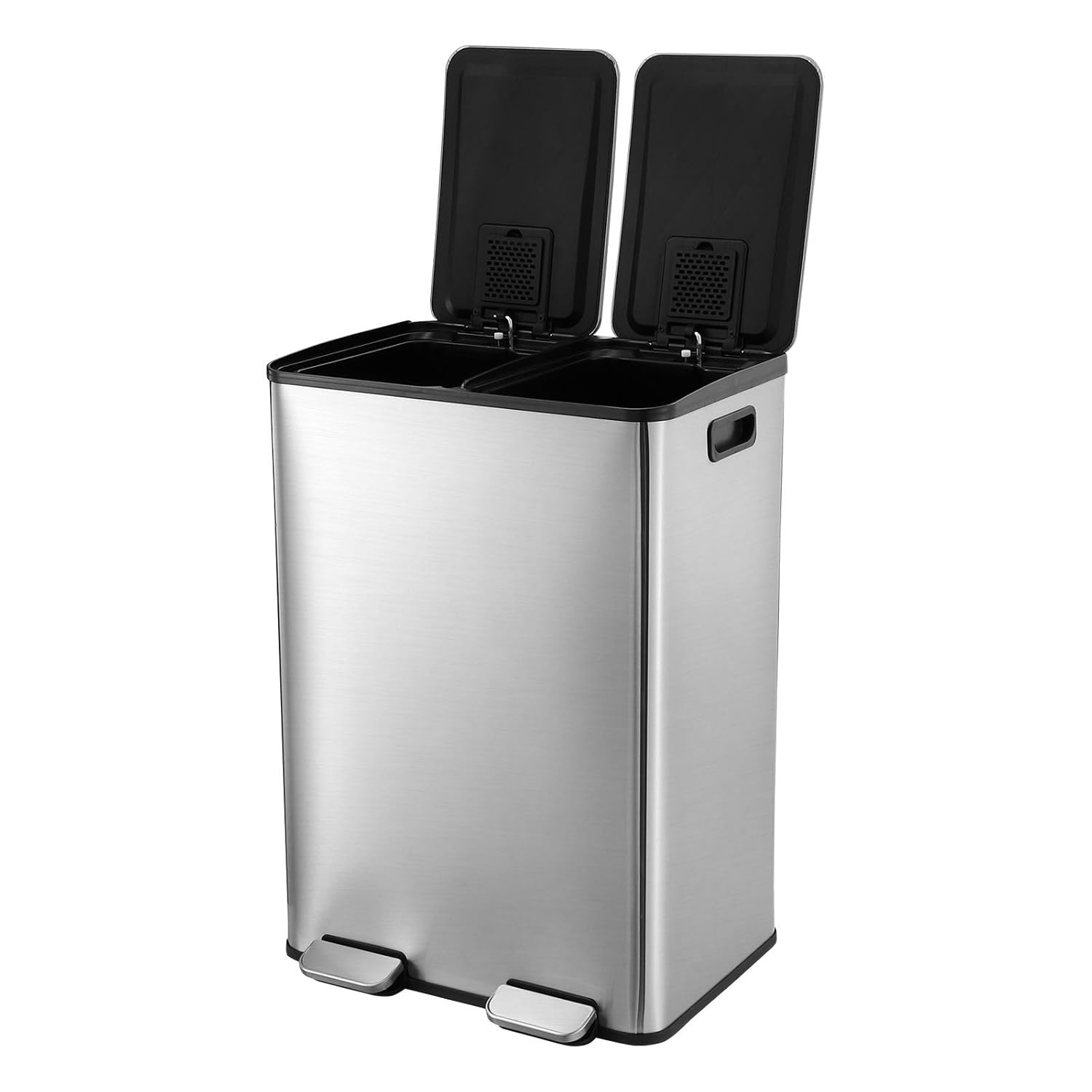 Maxkon 60L Pedal Waste Bin Dual Garbage Stainless Steel Rubbish Bin