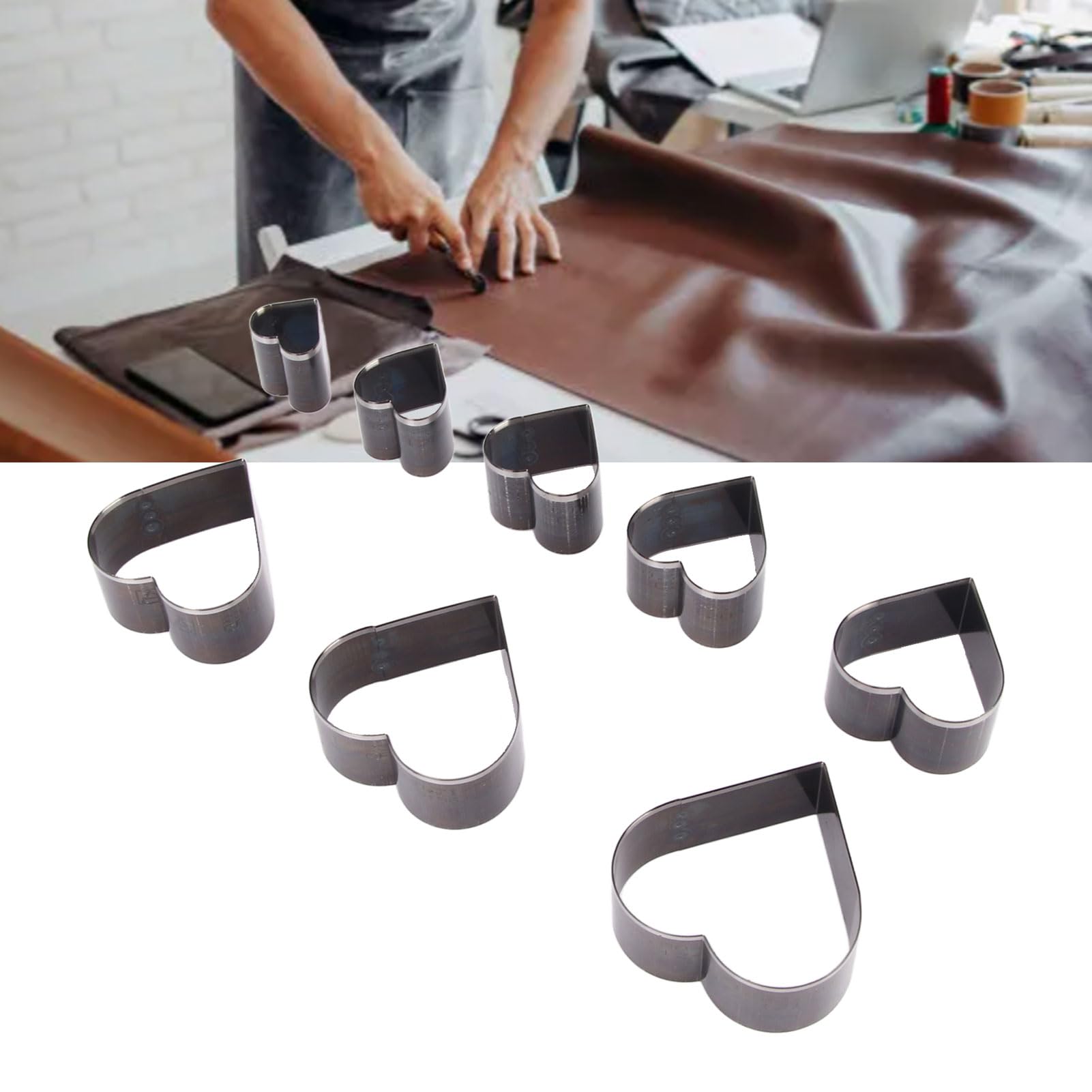 8 Stück Leder Stanzwerkzeug Set, Herzformen Hohlstanzwerkzeug, Hochwertiger Kohlenstoffstahl, 8 Größen, Bequem und Praktisch, Ideal für Heimwerker