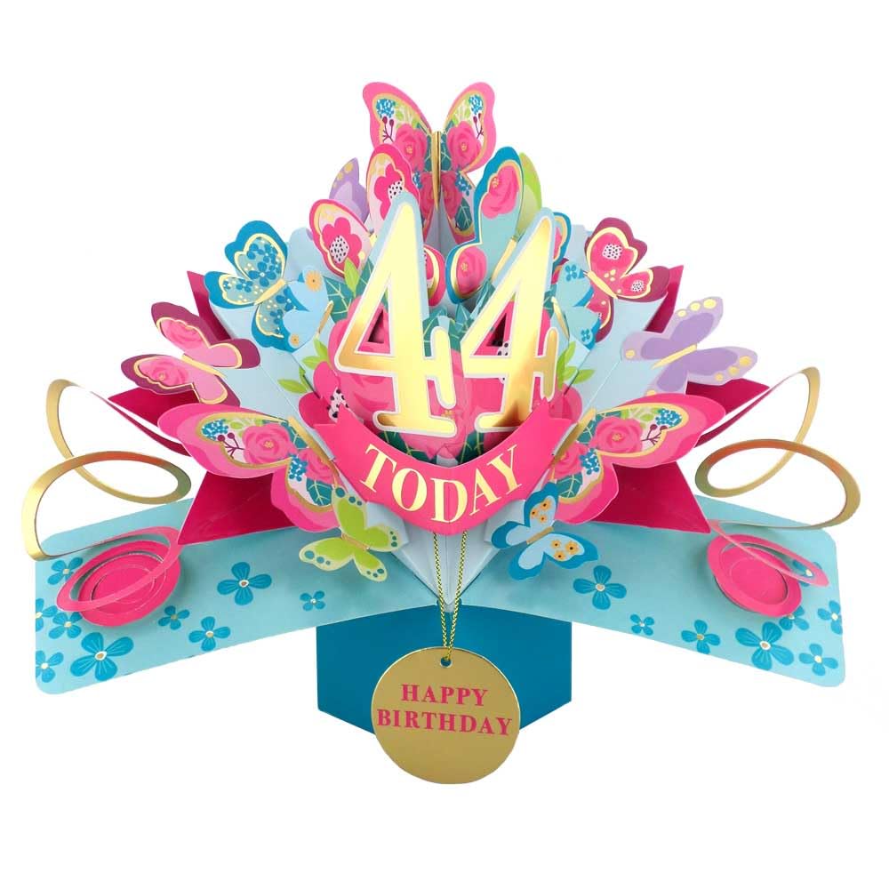 44 Today Happy 44th Birthday Pop-Up Greeting Card Love Kate's Pop Up Cards Her Design POP236MC44