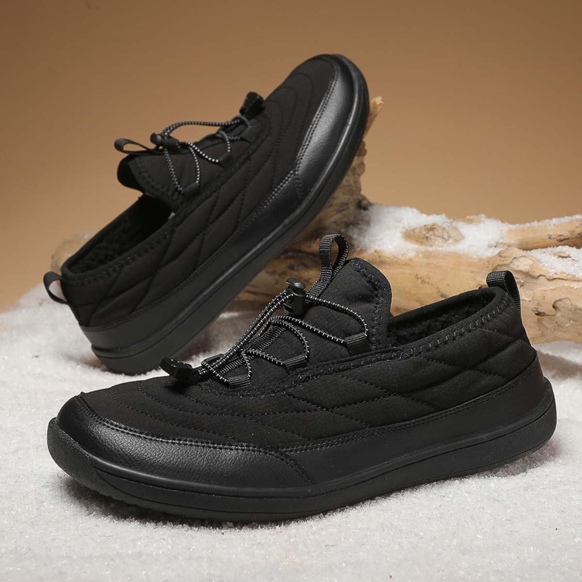 HYDLONGR Men's Women's Lightweight Waterproof Upper Plush Lining Winter Warm Snow Boots Slip On Outdoor Winter Slip Anti-Slip Ankle Boots