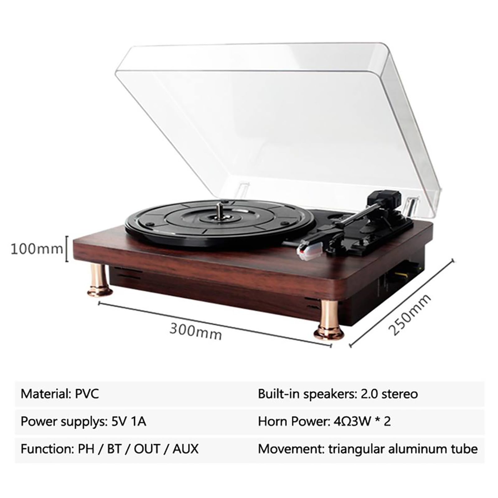 Giradischi retrò in Vinile, Giradischi Vintage a 3 velocità con Altoparlanti Stereo, Adatto a Dischi da 7''/10''/12'' E Supporta La Riproduzione Bluetooth, qualità Audio Premium, per Regalo