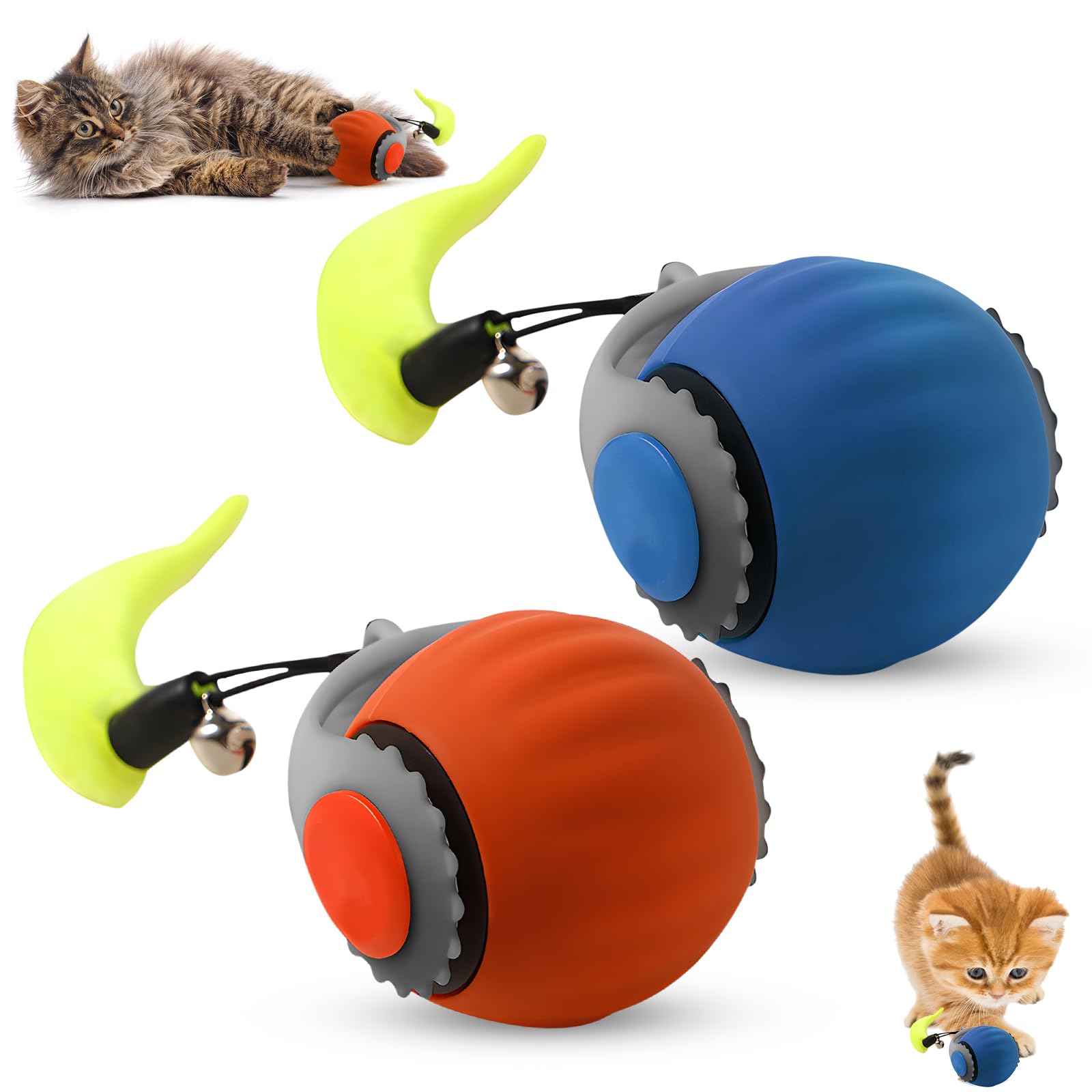 Viuvoiul Speedy 3.0 Tail Upgrade Speedy 3.0 Tail Cat Toy,2025 New Turbo Smart Interactive Cat Ball for Indoor,Automatic Moving Smart Toys withTail Two