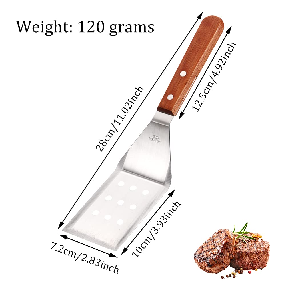 Spatola Da Barbecue In Acciaio Inox - Paletta Rettangolare Con Manico In Legno