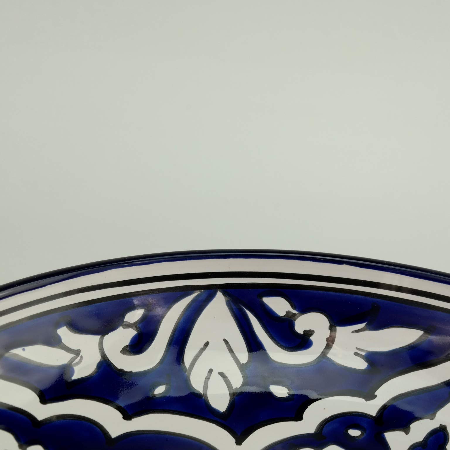 Soucoupe en terre cuite émaillée bleu vert Deroma Lagos - 22 cm