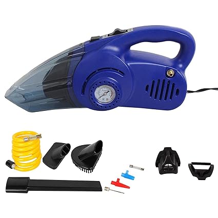 Oshotto 100W Heavy Duty Car Vacuum Cleaner Cum 120W Heavy Duty Air Compressor/Tyre Inflator (2 in 1) Compatible with MG Hector Plus (Blue)