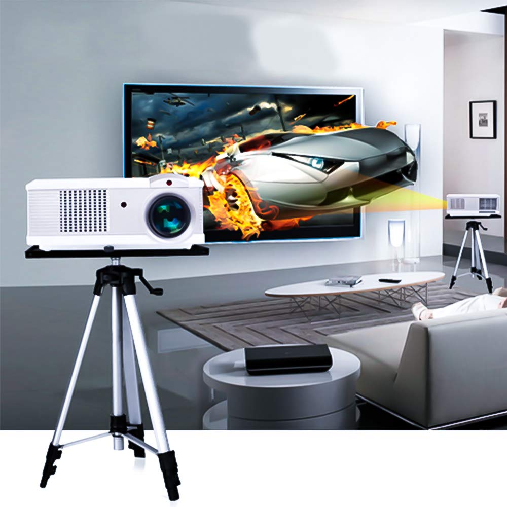 unho Trépied Projecteur en Aluminium, Pied Support Vidéoprojecteur Hauteur Réglable 53-138cm Table pour Videoprojecteur avec Plateau et Sac de Transport Idéal pour Studio Scène Réunion - Argenté