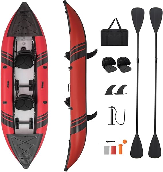 S AFSTAR Inflatable Kayak, 2 Person Canoe with 507 lbs Capacity, Drop-Stitch Floor, All Accessories & Carry Bag, 12.5 ft Large Sit in Tandem Kayak for Fishing, Camping & Exploring for Adults