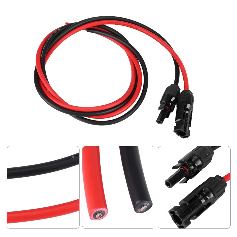Cavi di Prolunga Solare 5 Piedi con Connettori Maschio/Femmina IP67, 6mm², per Pannelli Fotovoltaici, Inverter e Regolatori, Facile Installazione, Impermeabile, -40℃ a +105℃
