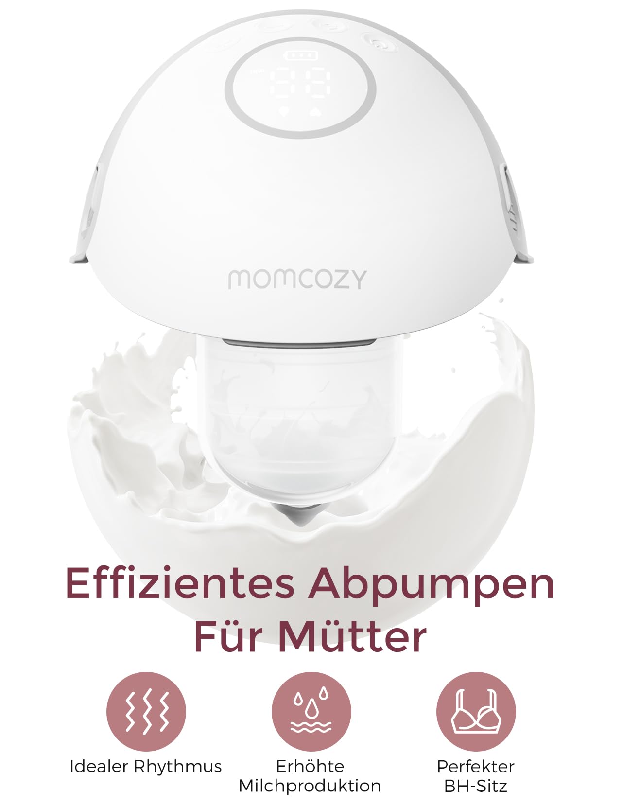 Momcozy M6 Mobile Style Milchpumpe Elektrische, handsfree 1 Pack Rot | tragbare Brustpumpen DoubleFit-Flansch, mehr Passform und Diskretion mit 3 Modi und 9 Stufen 24 mm Brusthaube